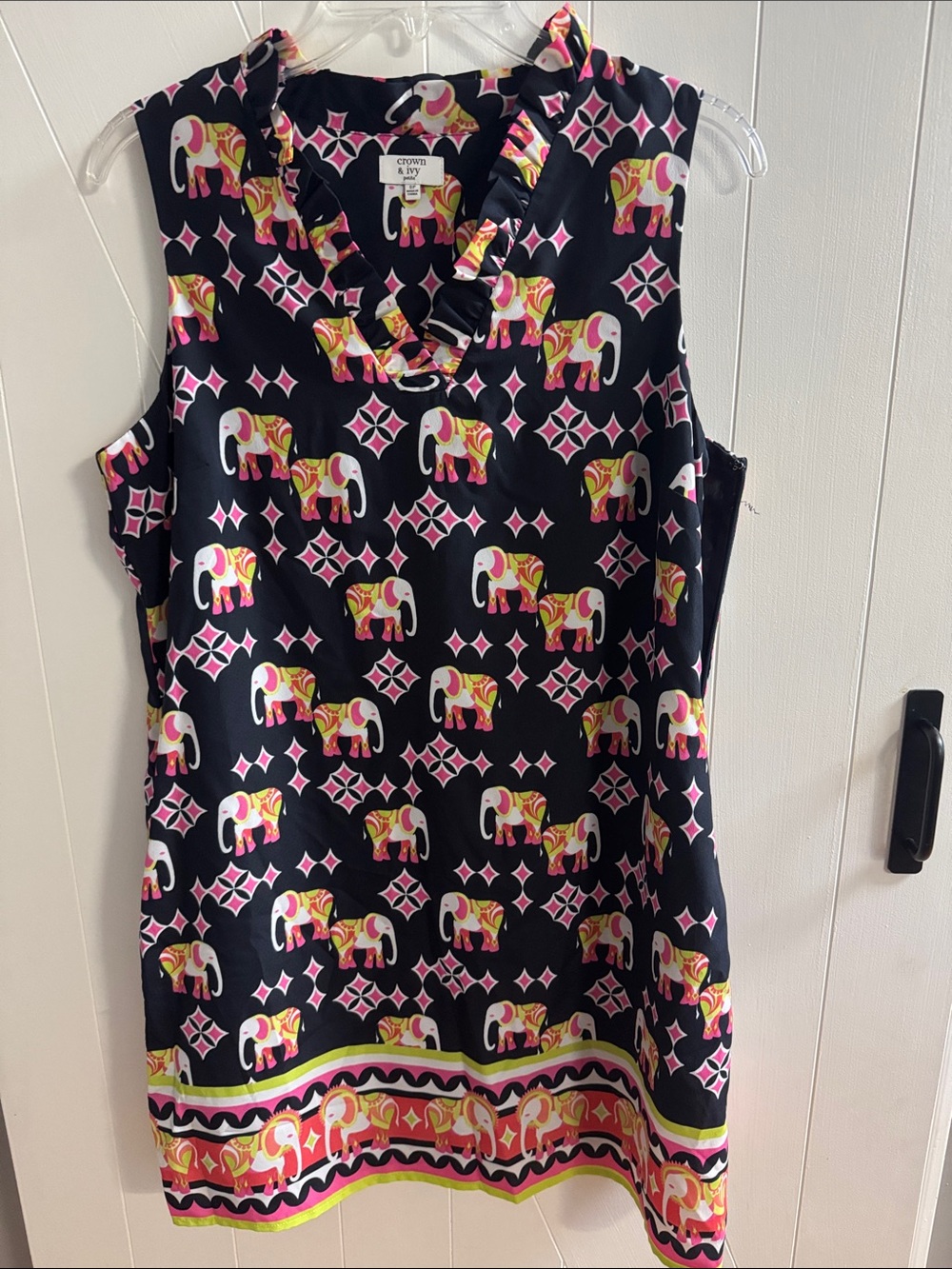 Crown and Ivy Ruffle Neck Shift Dress - size 8P